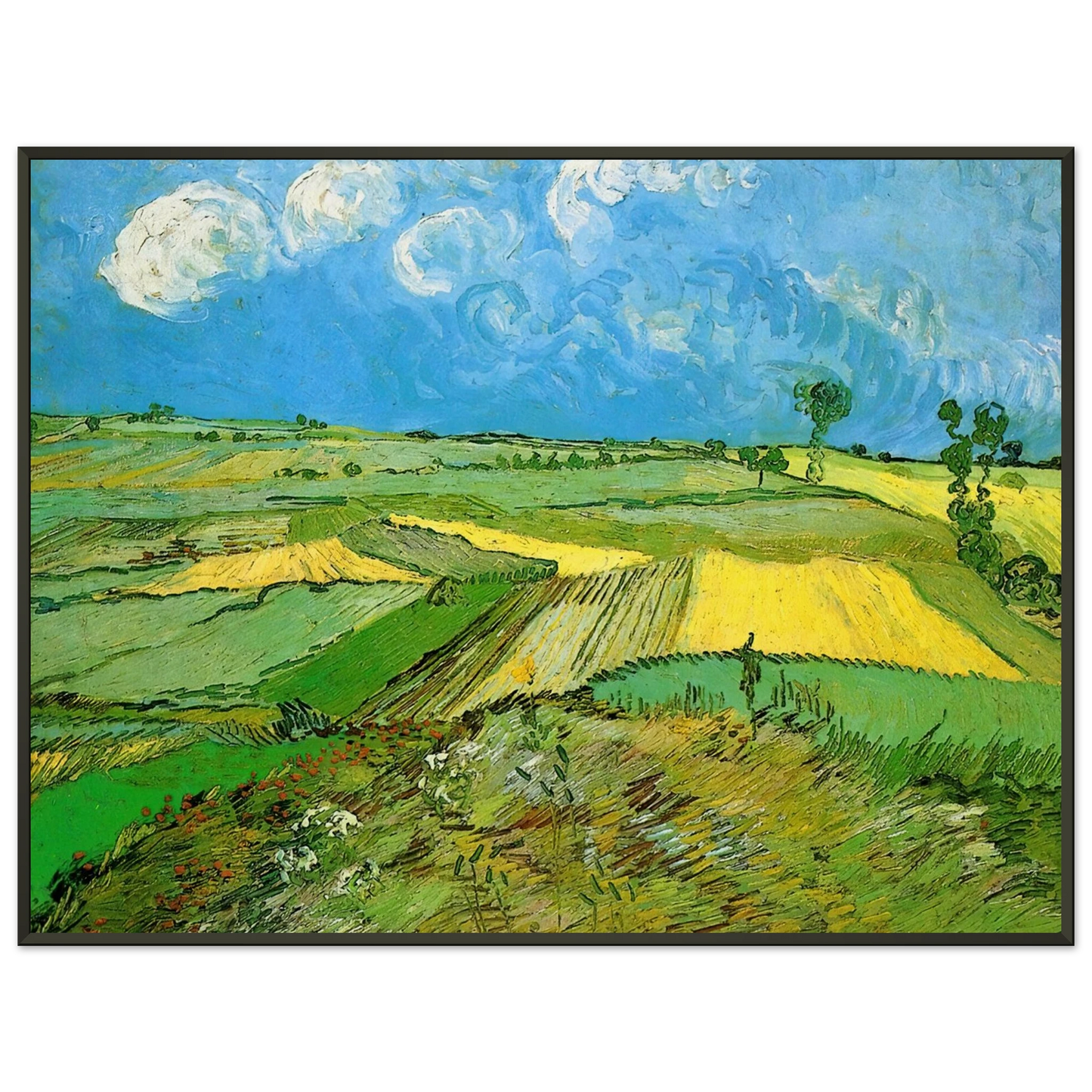 Vincent van Gogh  Wheat Fields at Auvers Under Clouded Sky Framed Art Print  - Aluminum Frame - 70x100 cm / 28x40 inches