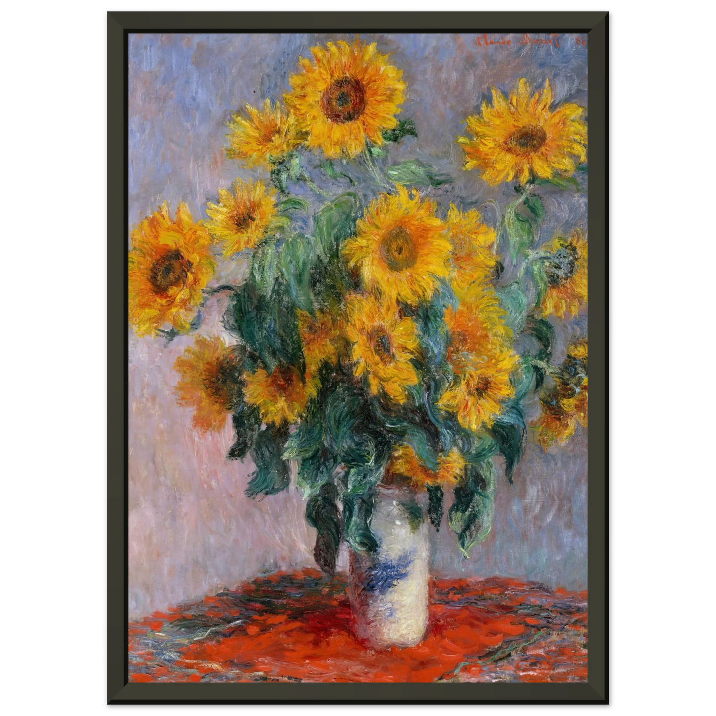 claude monet  Bouquet of Sunflowers Framed Art Print  - Aluminum Frame - 70x100 cm / 28x40 inches