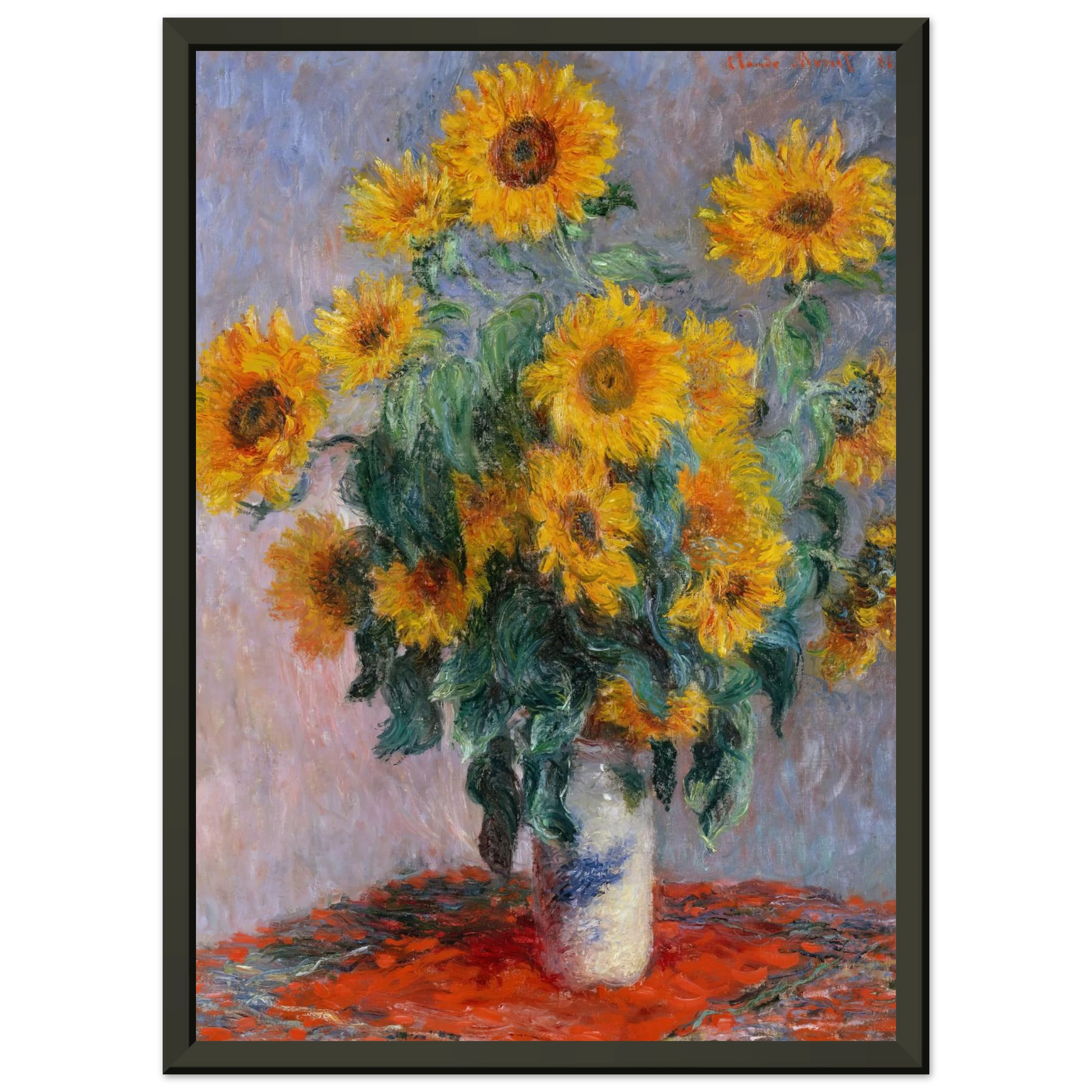 claude monet  Bouquet of Sunflowers Framed Art Print  - Aluminum Frame - 70x100 cm / 28x40 inches