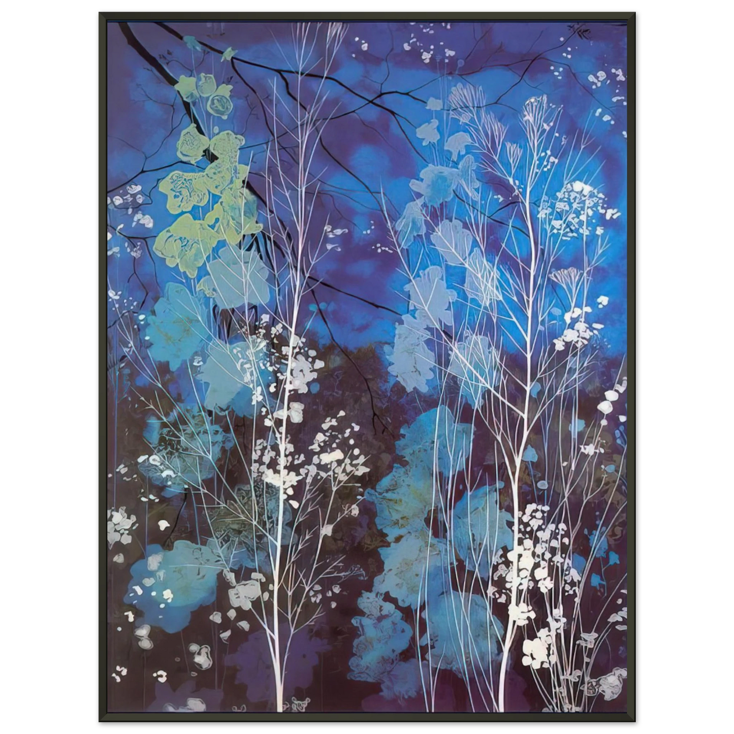 Eyvind Earle  Delphinium Framed Art Print  - Aluminum Frame - 60x80 cm / 24x32 inches