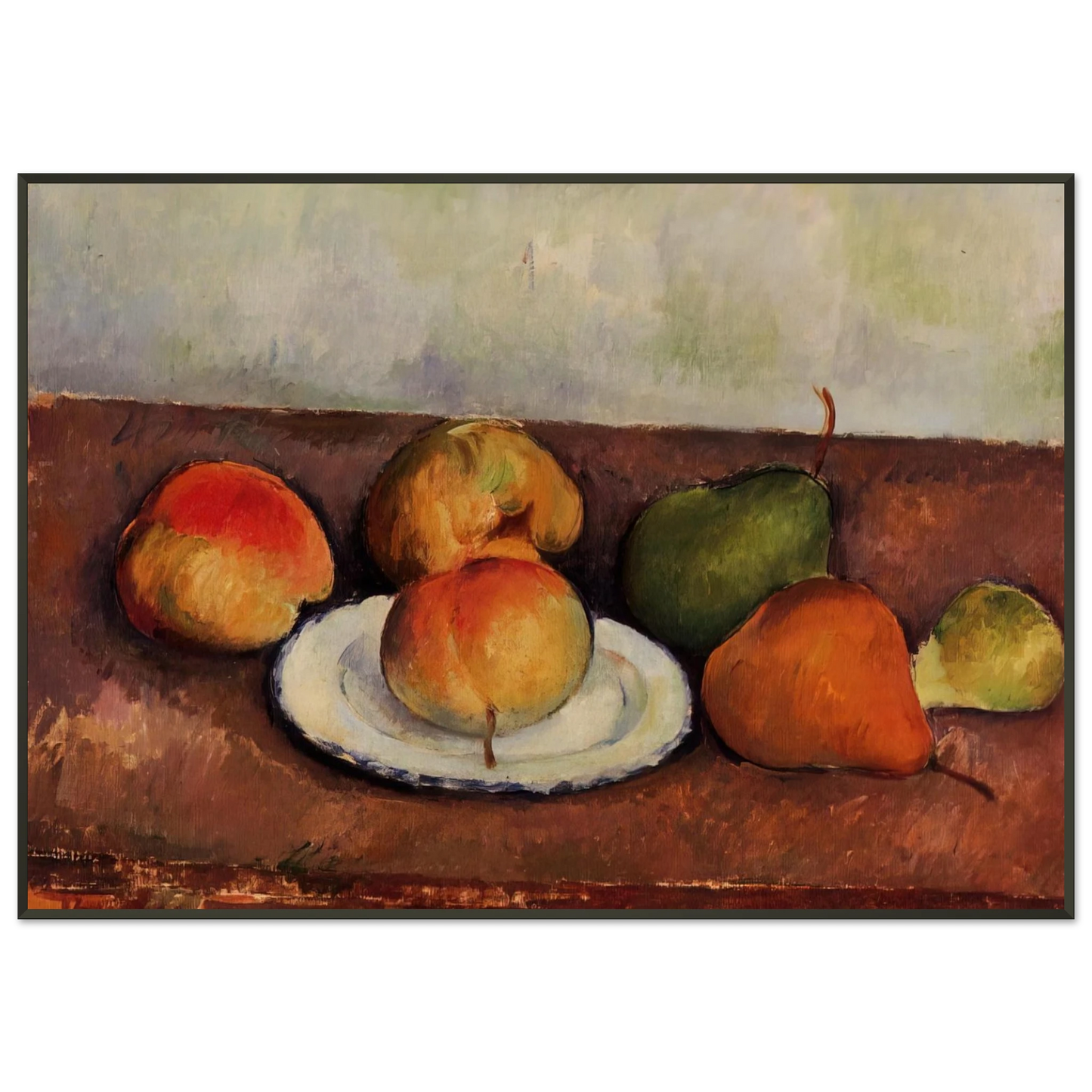 Paul Cezanne  Still Life Plate and Fruit Framed Art Print  - Aluminum Frame - 21x29.7 cm / 8x12"