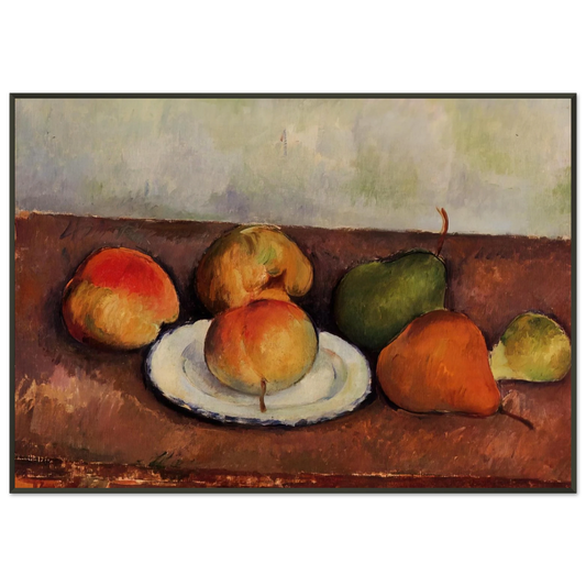 Paul Cezanne  Still Life Plate and Fruit Framed Art Print  - Aluminum Frame - 21x29.7 cm / 8x12"