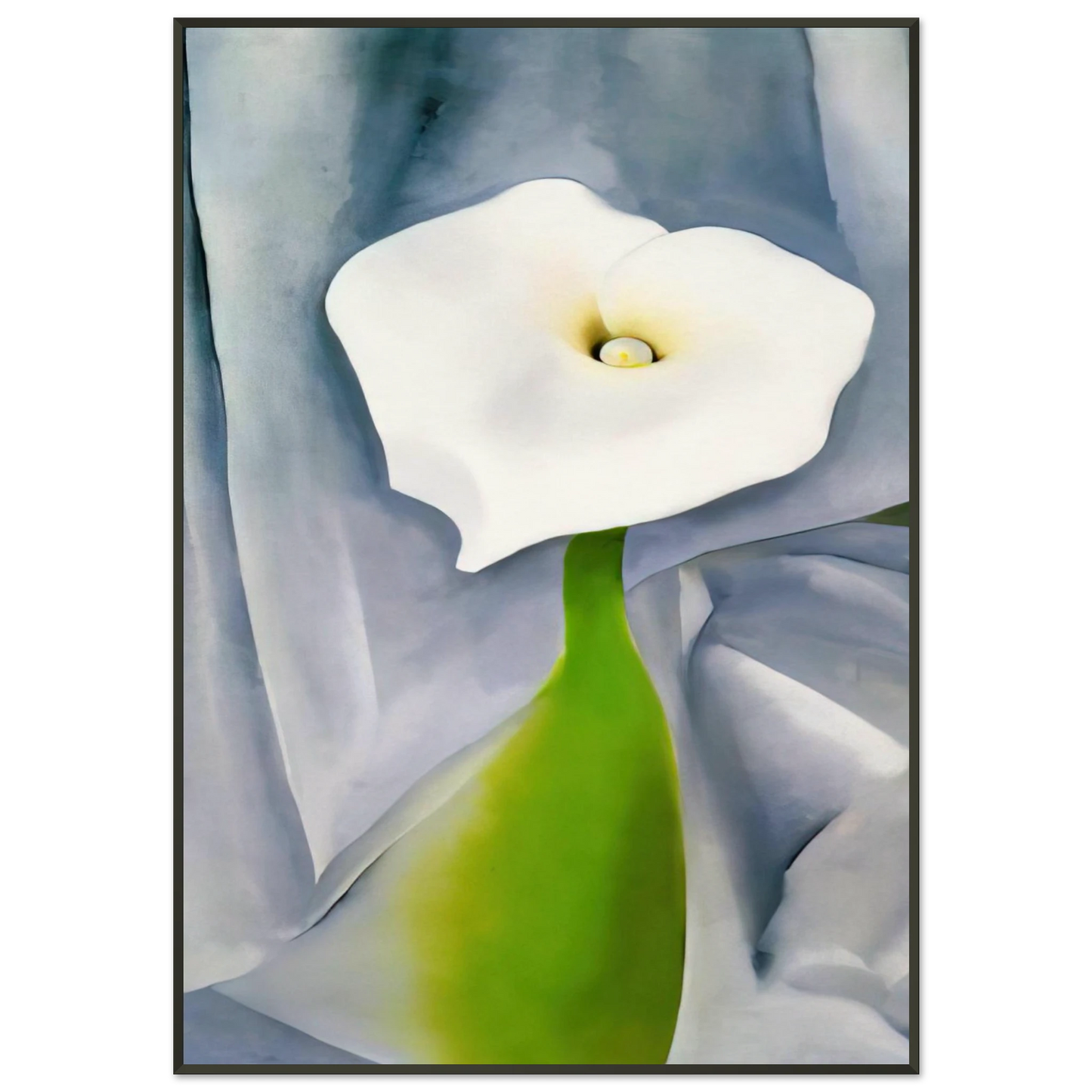Georgia OKeeffe  Calla Lily on Grey Framed Art Print  - Aluminum Frame - 21x29.7 cm / 8x12"