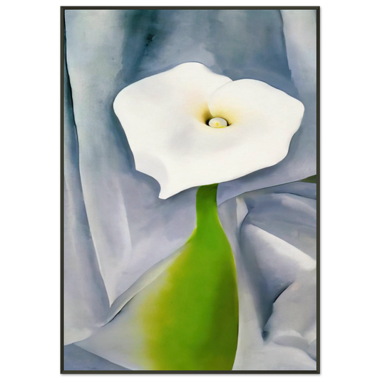 Georgia OKeeffe  Calla Lily on Grey Framed Art Print  - Aluminum Frame - 21x29.7 cm / 8x12"
