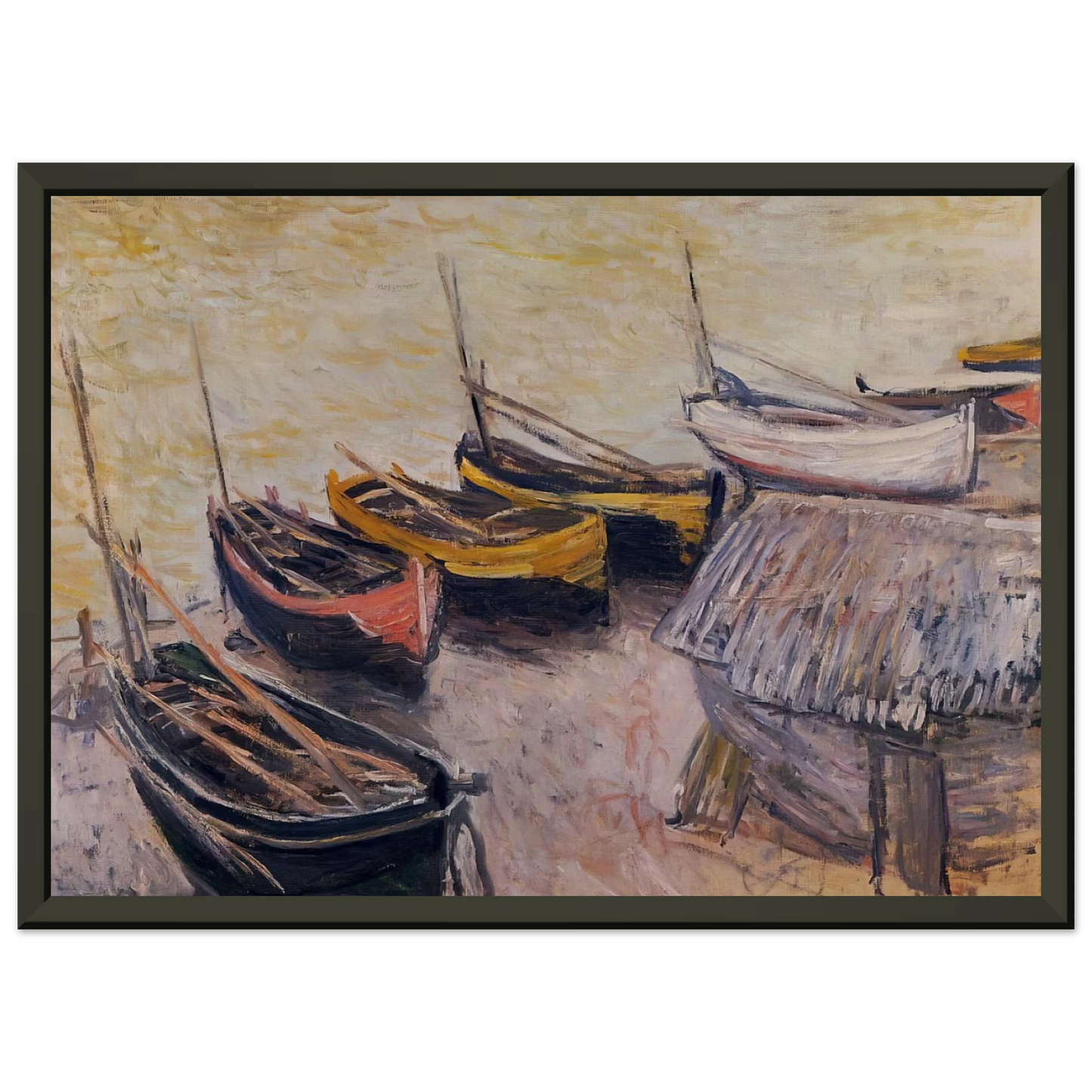 claude monet  Boats on the Beach Framed Art Print  - Aluminum Frame - 40x50 cm / 16x20 inches