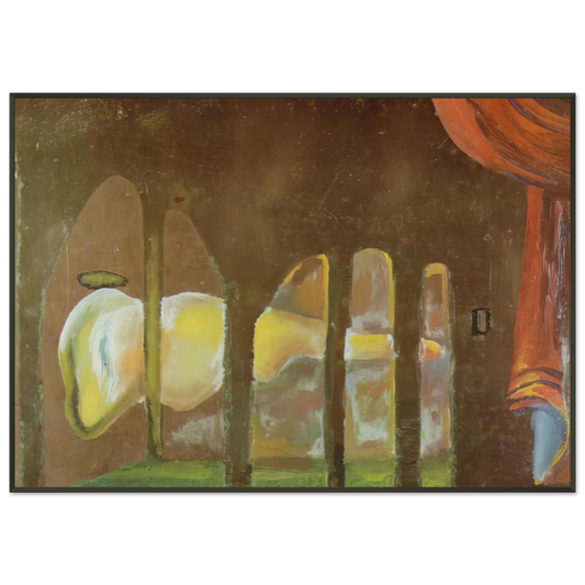 Salvador Dali  GREAT TAPEWORM MASTURBATOR APPEARS BEHIND ARCADES Framed Art Print  - Aluminum Frame - 21x29.7 cm / 8x12"