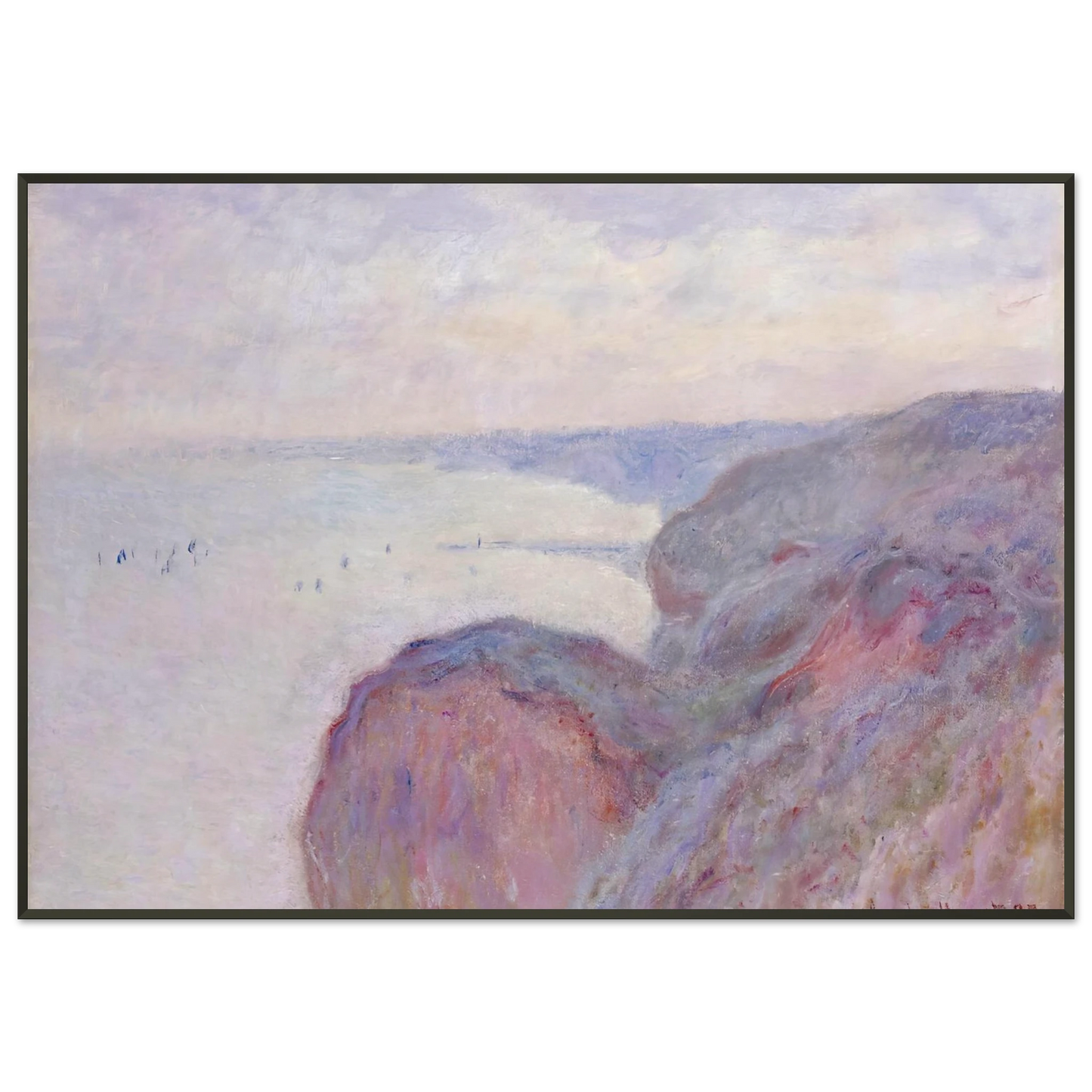 claude monet  Cliff near Dieppe Overcast Skies Framed Art Print  - Aluminum Frame - 21x29.7 cm / 8x12"