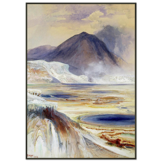 Thomas Moran  Mammoth Hot Springs Yellowstone Framed Art Print  - Aluminum Frame - 21x29.7 cm / 8x12"