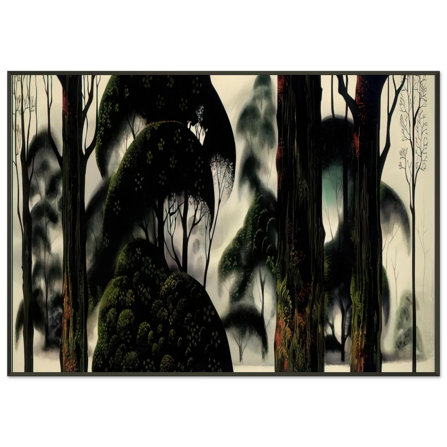 Eyvind Earle  Forest Magic Framed Art Print  - Aluminum Frame - 21x29.7 cm / 8x12"