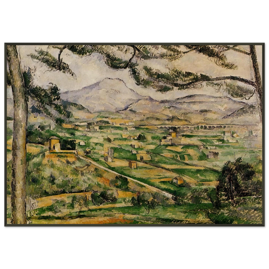 Paul Cezanne  Mont SainteVictoire with Large Pine Framed Art Print  - Aluminum Frame - 21x29.7 cm / 8x12"