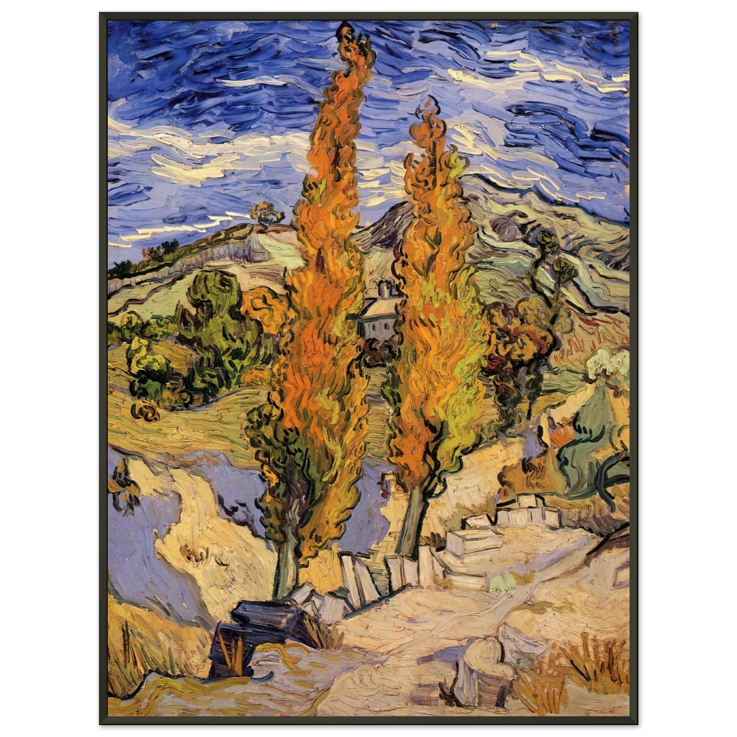Vincent van Gogh  Two Poplars on a Hill Framed Art Print  - Aluminum Frame - 60x80 cm / 24x32 inches