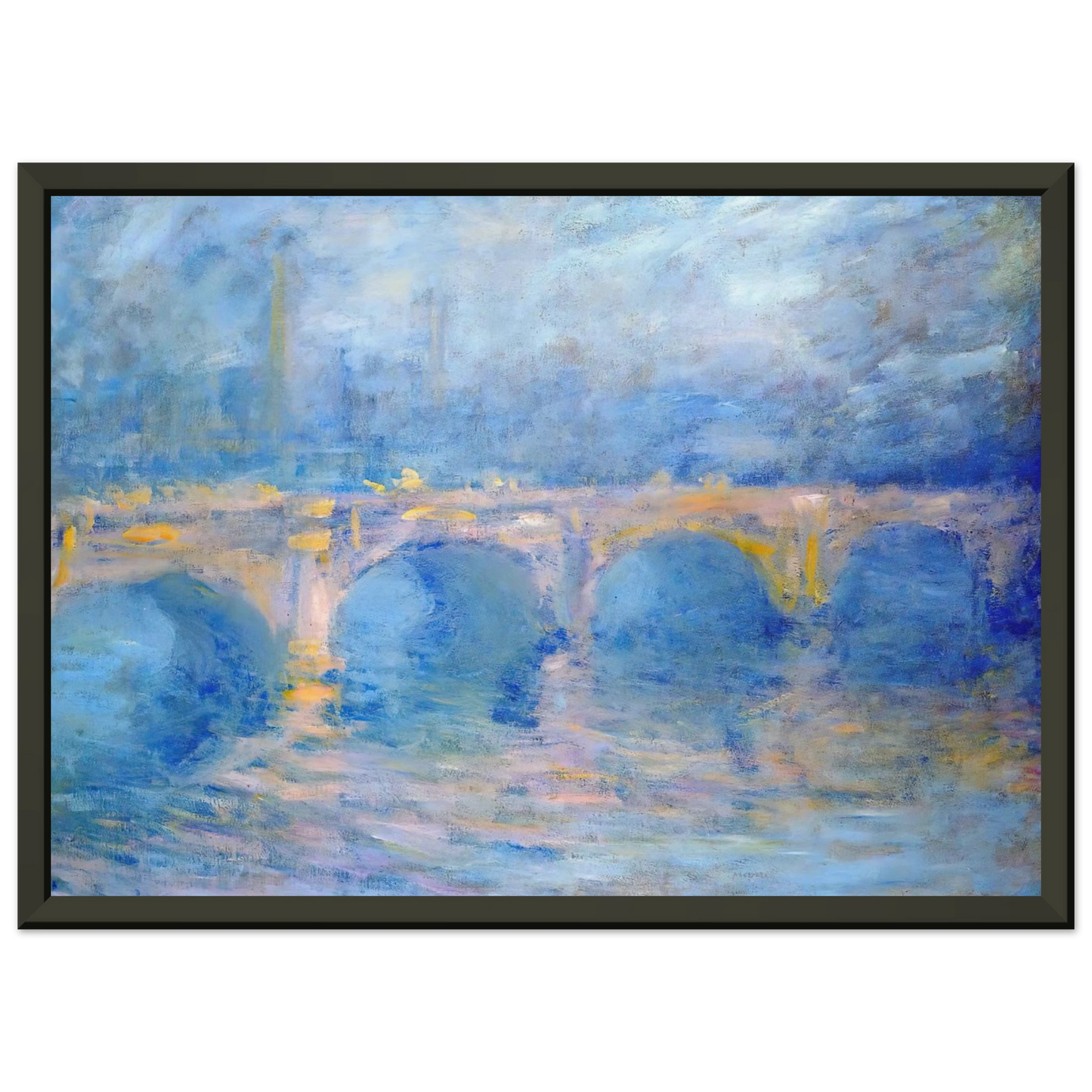 claude monet  Waterloo Bridge at Sunset Pink Effect Framed Art Print  - Aluminum Frame - 70x100 cm / 28x40 inches