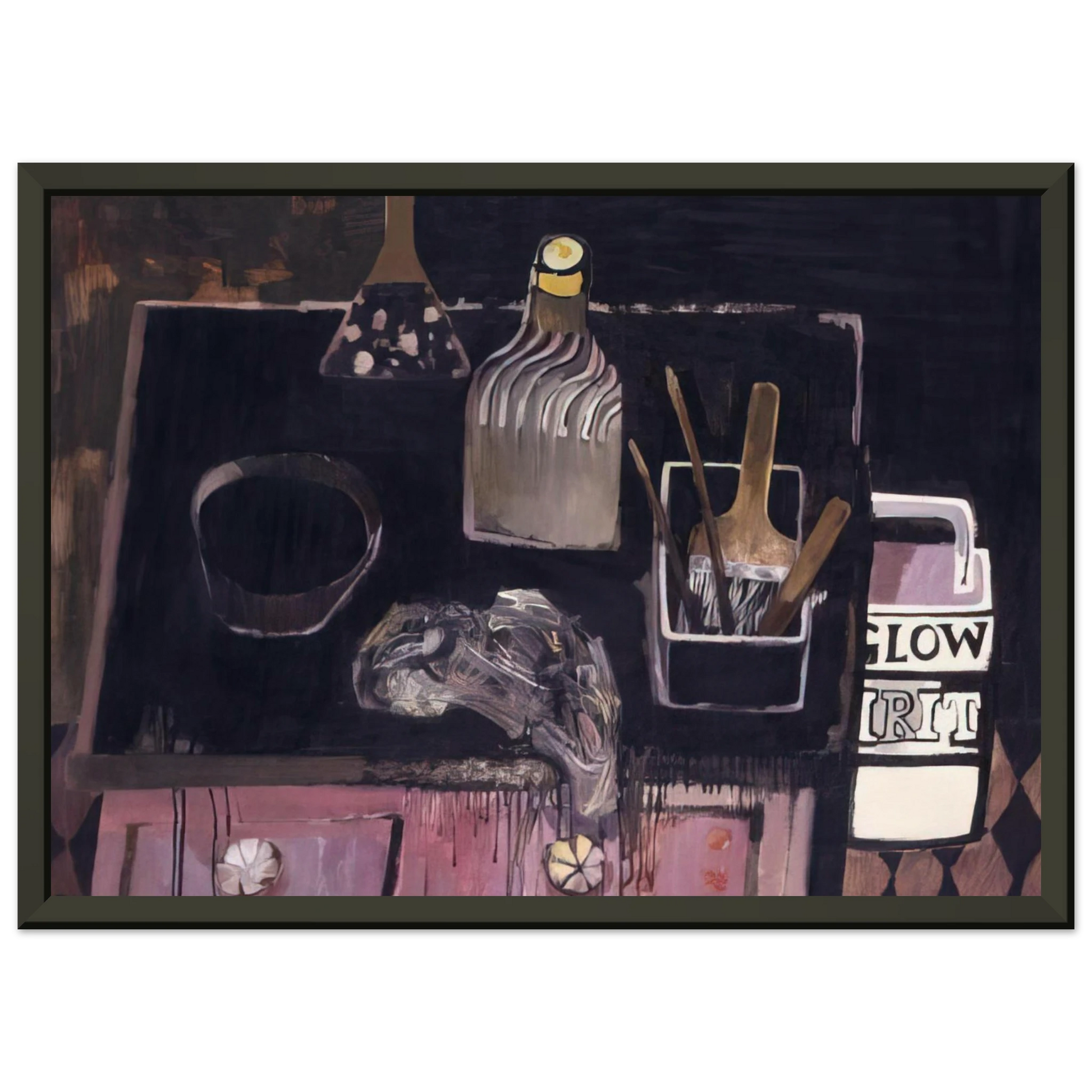 Mary Fedden  The Etching Table  1971 Framed Art Print  - Aluminum Frame - 70x100 cm / 28x40 inches