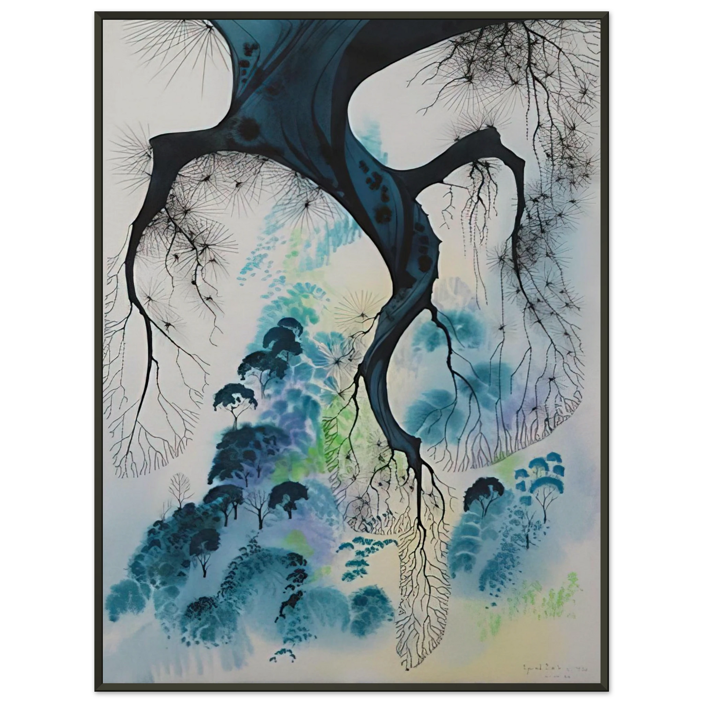 Eyvind Earle  Coastline Framed Art Print  - Aluminum Frame - 70x100 cm / 28x40 inches