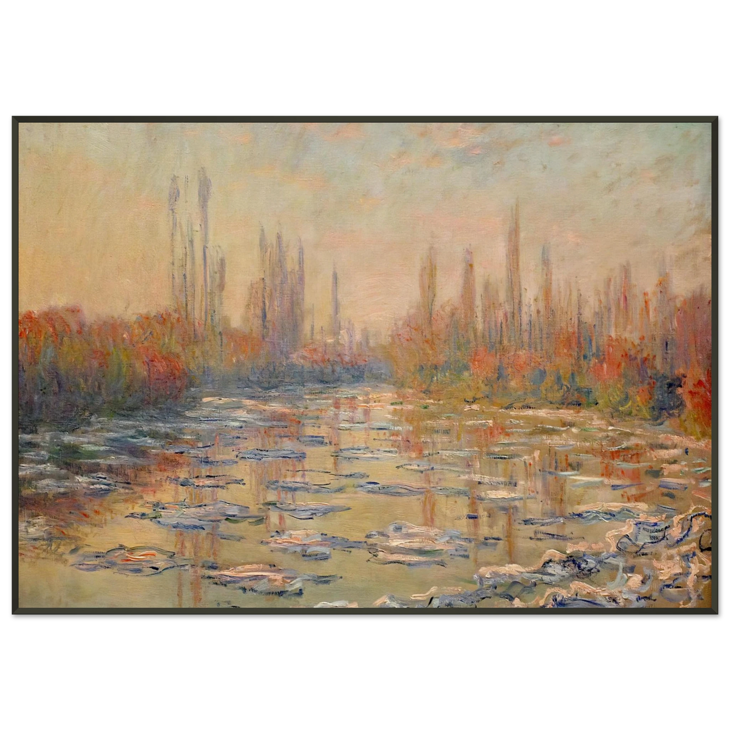 claude monet  Floating Ice on the Seine 02 Framed Art Print  - Aluminum Frame - 21x29.7 cm / 8x12"