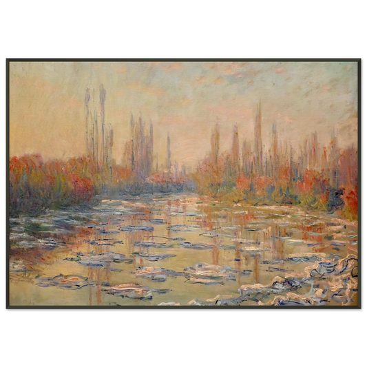 claude monet  Floating Ice on the Seine 02 Framed Art Print  - Aluminum Frame - 21x29.7 cm / 8x12"