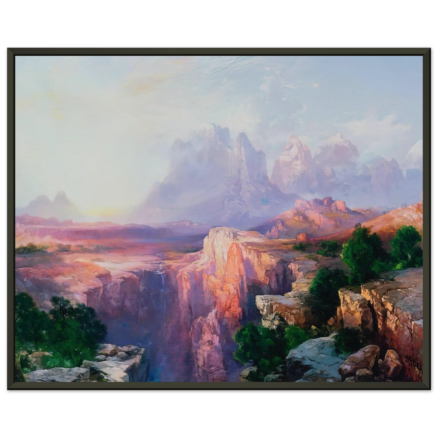 Thomas Moran  Rock Towers of the Rio Virgin Framed Art Print  - Aluminum Frame - 40x50 cm / 16x20 inches