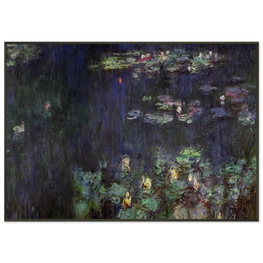 claude monet  Water Lilies Green Reflection right half Framed Art Print  - Aluminum Frame - 21x29.7 cm / 8x12"