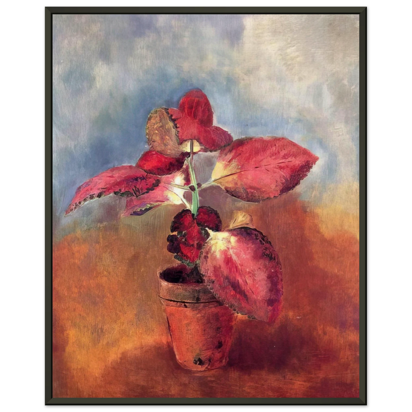 Odilon Redon  BEGONIA IN A POT Framed Art Print  - Aluminum Frame - 70x100 cm / 28x40 inches