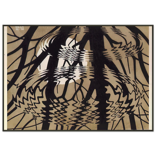 MC Escher  RIPPLED SURFACE COLOUR Framed Art Print  - Aluminum Frame - 21x29.7 cm / 8x12"
