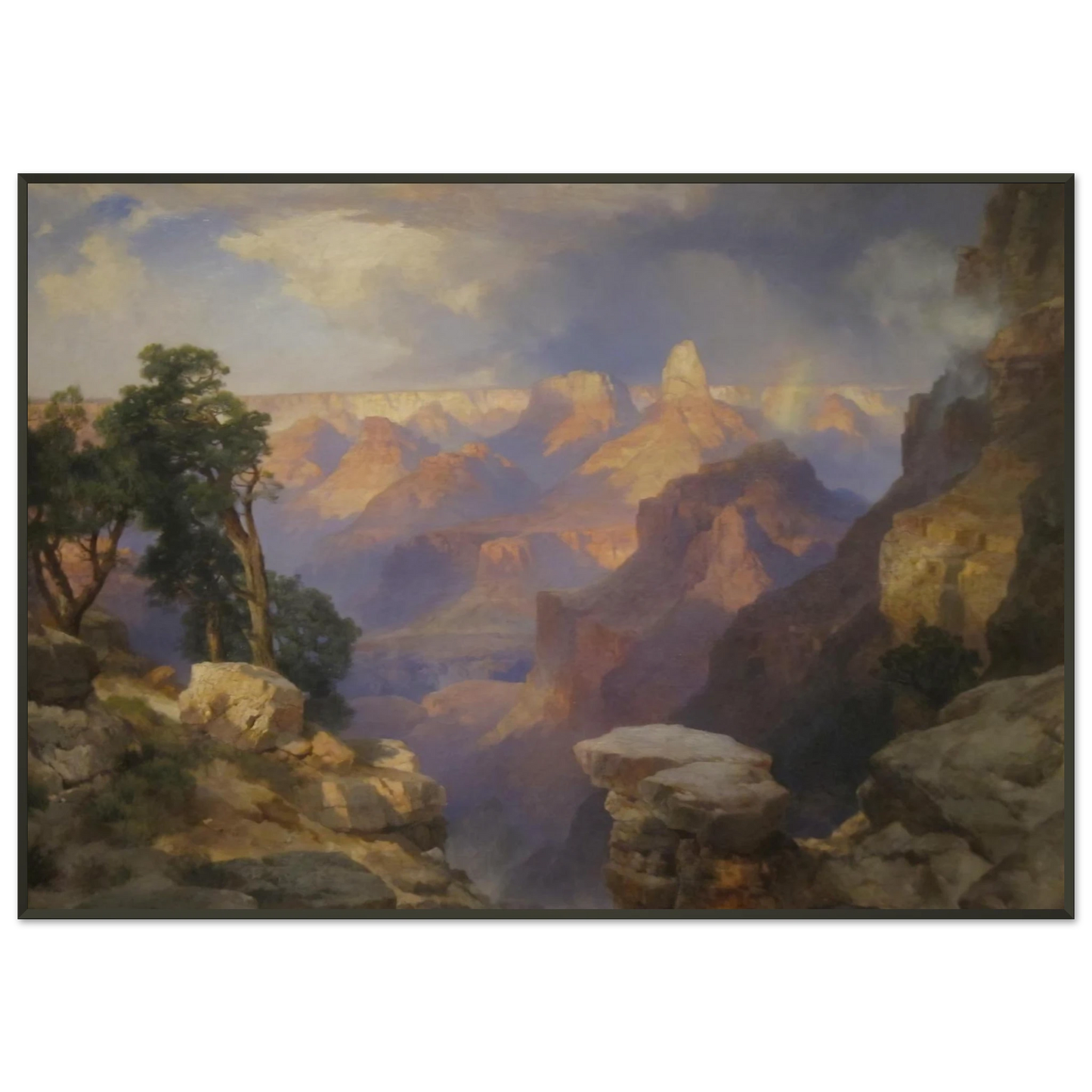 Thomas Moran  Grand Canyon with Rainbow Framed Art Print  - Aluminum Frame - 21x29.7 cm / 8x12"