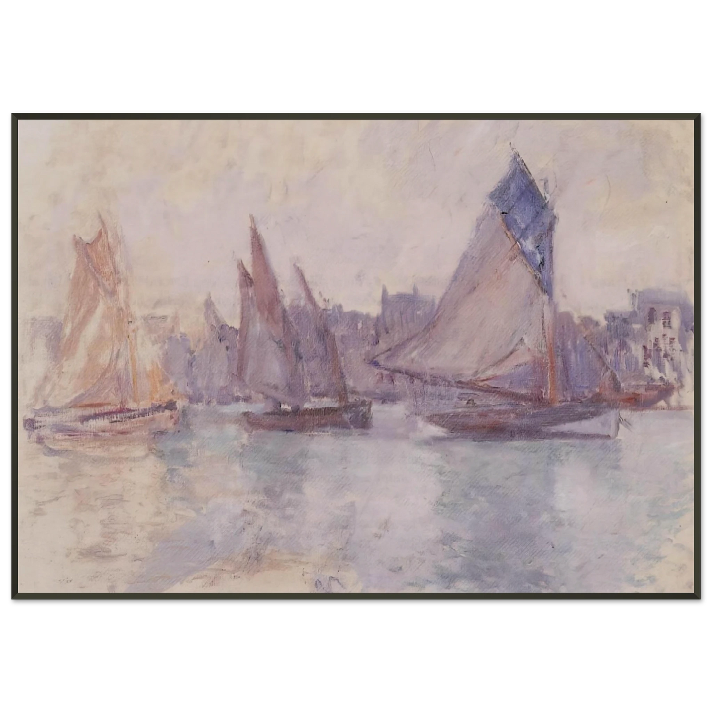 claude monet  Boats in the Port of Le Havre Framed Art Print  - Aluminum Frame - 21x29.7 cm / 8x12"