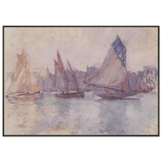 claude monet  Boats in the Port of Le Havre Framed Art Print  - Aluminum Frame - 21x29.7 cm / 8x12"