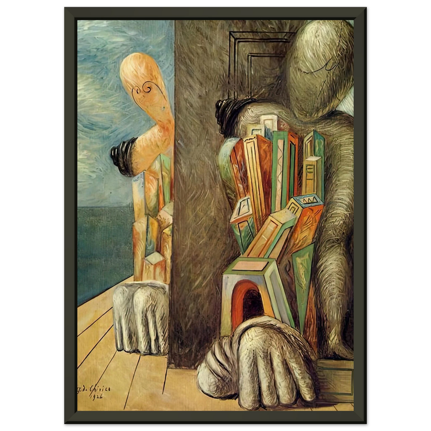 Giorgio de Chirico  ARCHAEOLOGISTS 1926 Framed Art Print  - Aluminum Frame - 40x50 cm / 16x20 inches