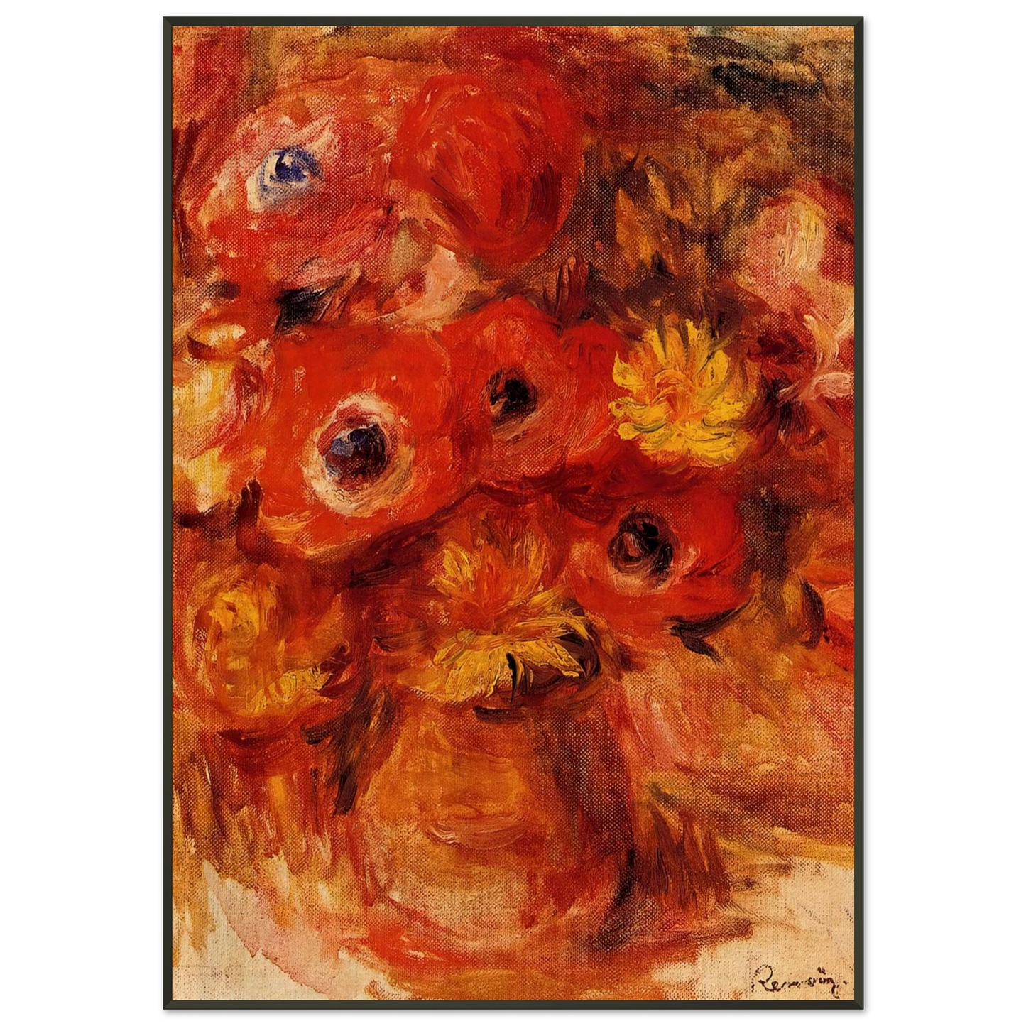 PierreAuguste Renoir  Vase of Anemones Framed Art Print  - Aluminum Frame - 21x29.7 cm / 8x12"