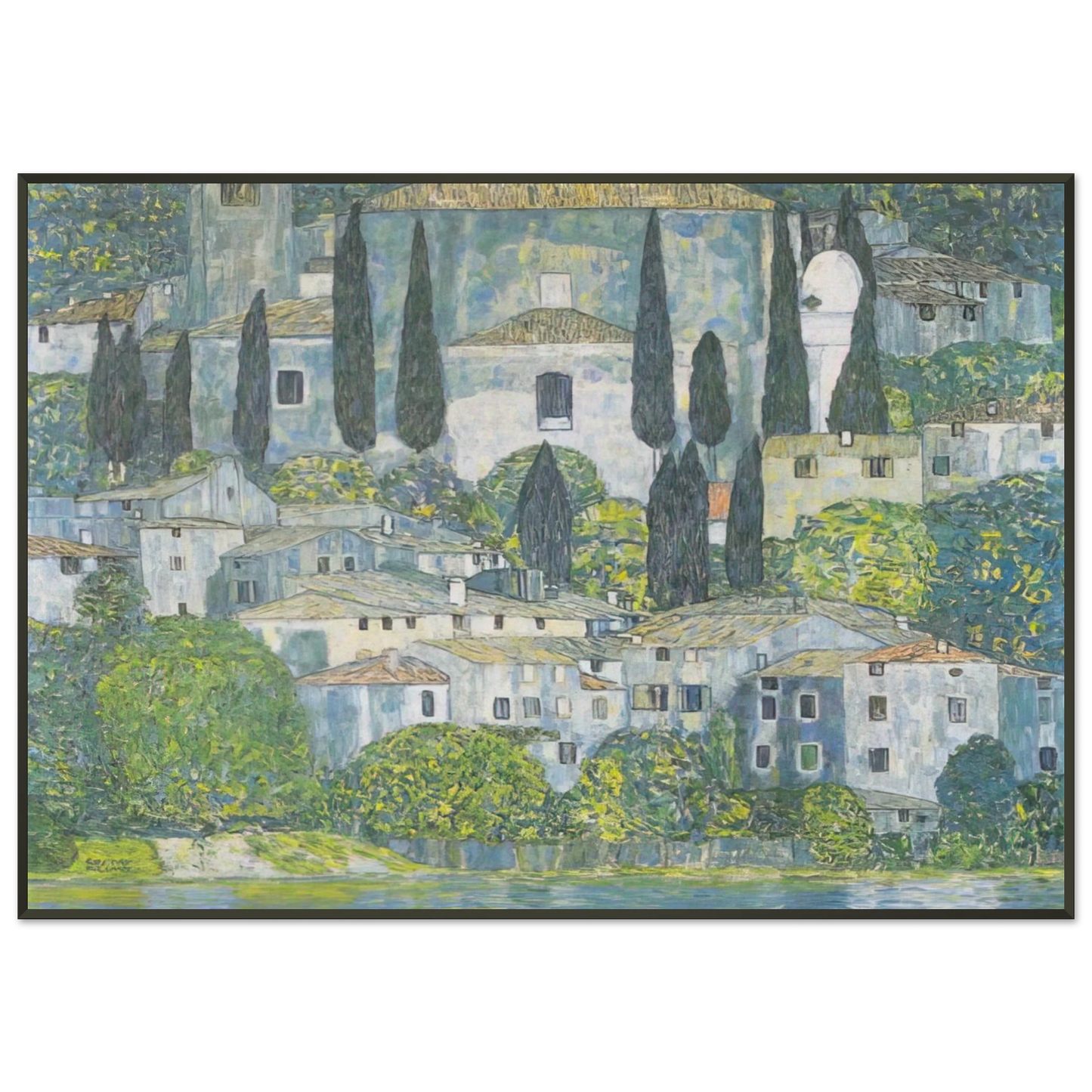 Gustav Klimt  CHRURCH IN CASSONE 1913 Framed Art Print  - Aluminum Frame - 21x29.7 cm / 8x12"
