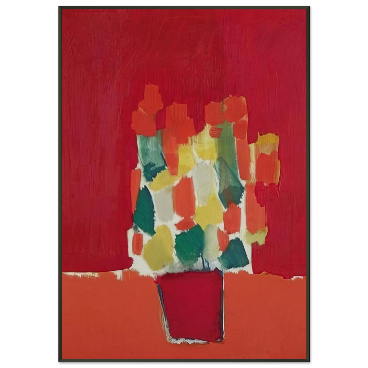 Nicolas de Stael  Fleurs rouges  1952 Framed Art Print  - Aluminum Frame - 21x29.7 cm / 8x12"