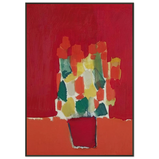 Nicolas de Stael  Fleurs rouges  1952 Framed Art Print  - Aluminum Frame - 21x29.7 cm / 8x12"