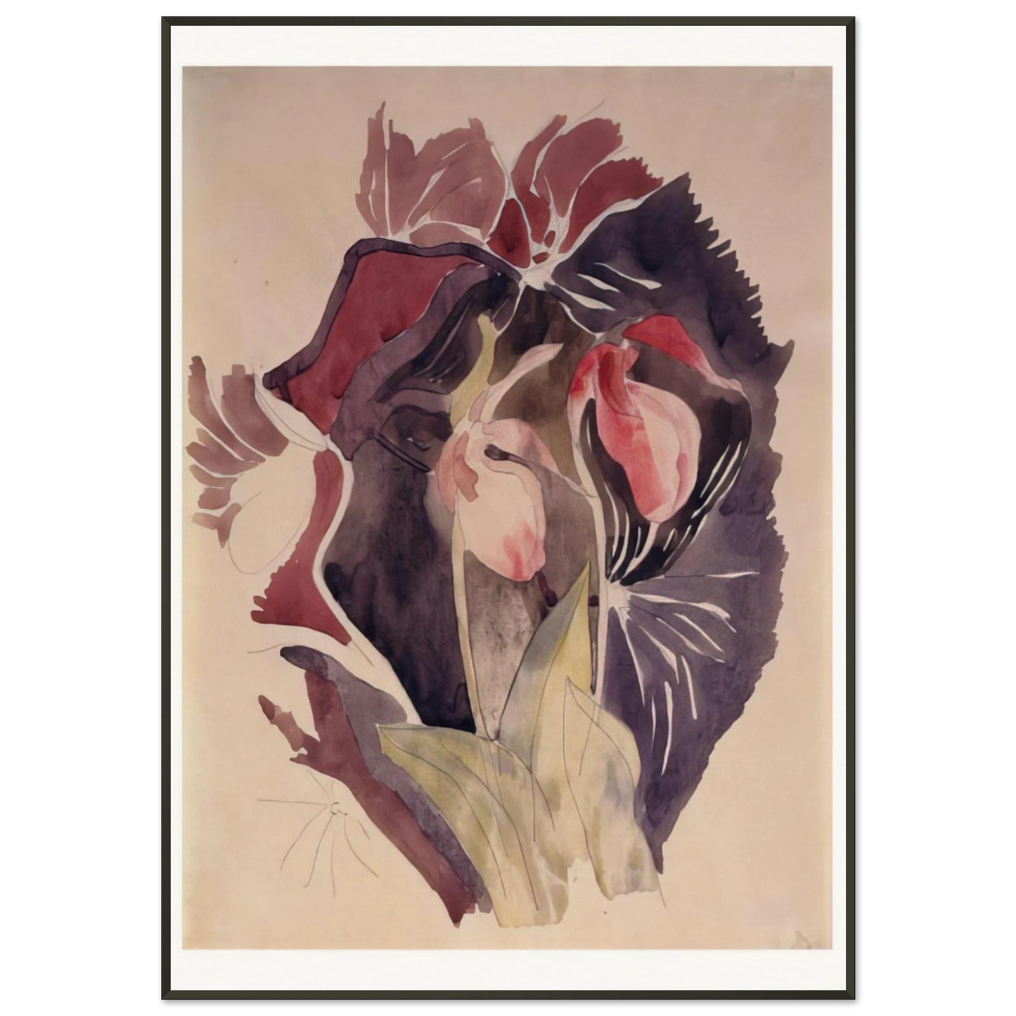 Charles Demuth  Wild Orchids  1920 Framed Art Print  - Aluminum Frame - 21x29.7 cm / 8x12"