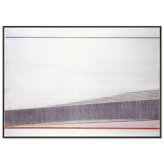 Bice Lazzari  La linea rossa  1966 Framed Art Print  - Aluminum Frame - 21x29.7 cm / 8x12"