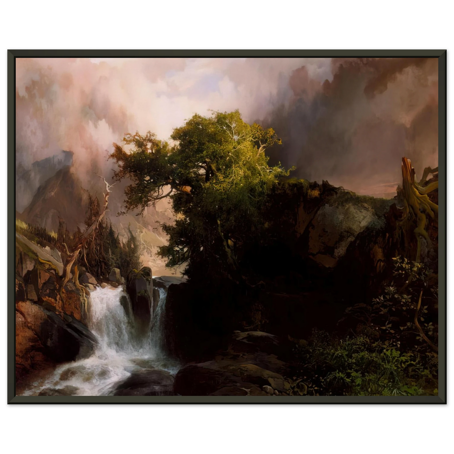 Thomas Moran  A Mountain Stream Framed Art Print  - Aluminum Frame - 40x50 cm / 16x20 inches