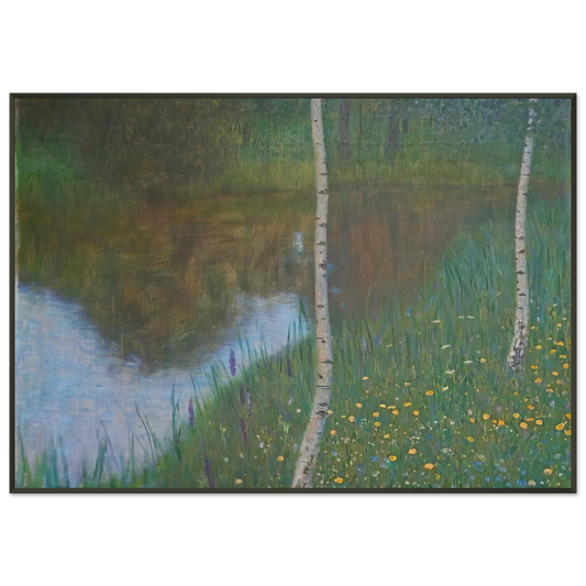 Gustav Klimt  LAKESIDE WITH BIRCH TREES 1901 Framed Art Print  - Aluminum Frame - 21x29.7 cm / 8x12"