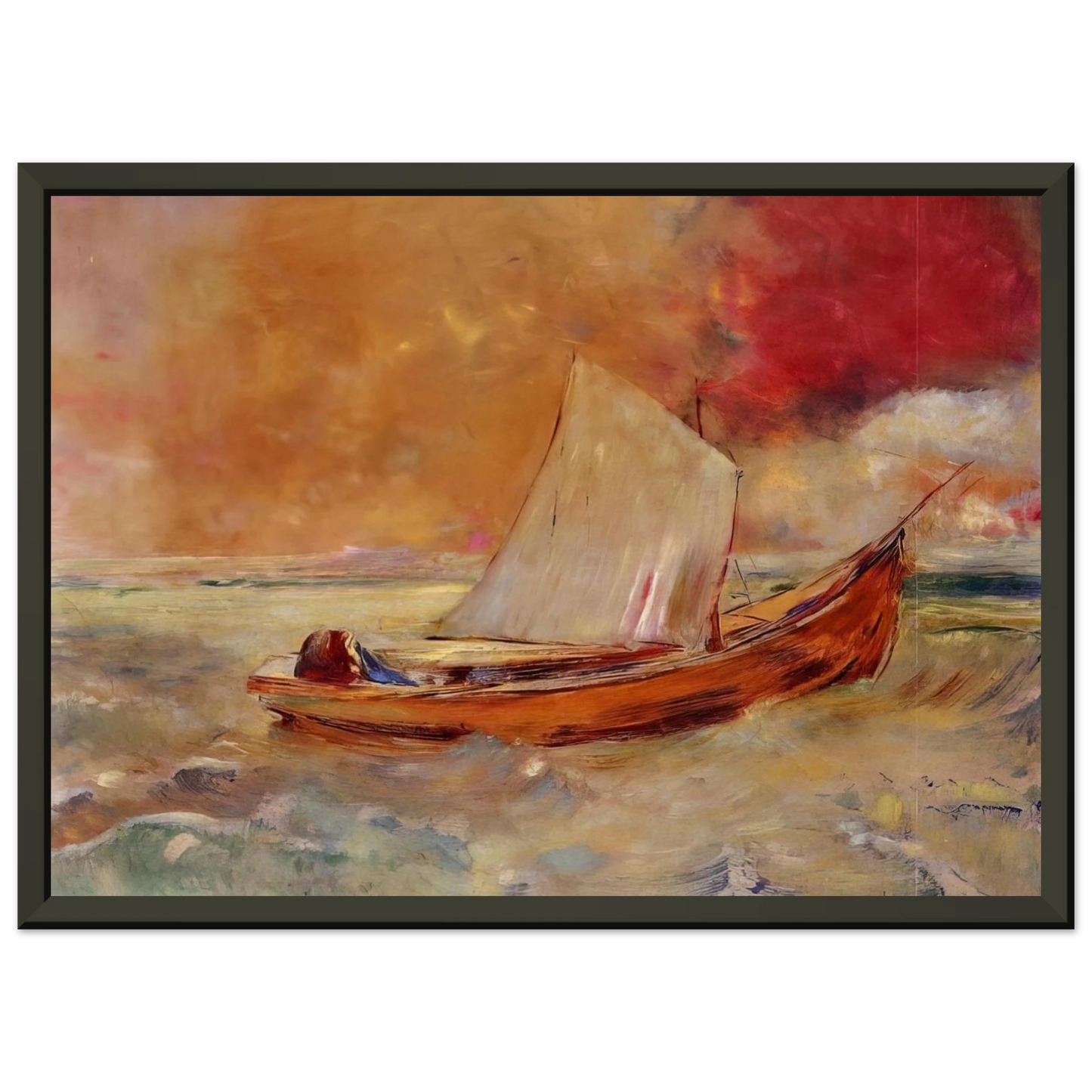 Odilon Redon  YELLOW BOAT Framed Art Print  - Aluminum Frame - 70x100 cm / 28x40 inches