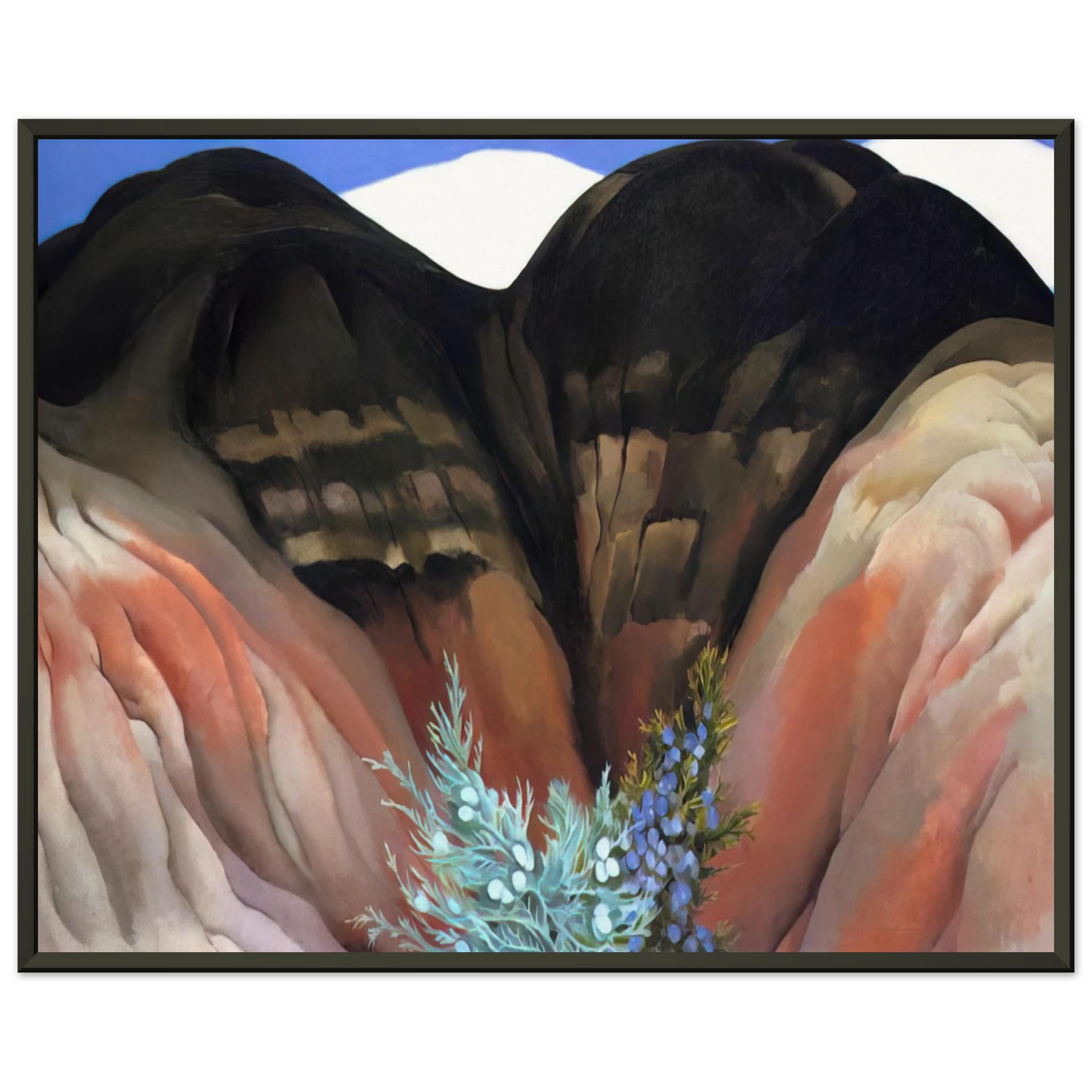 Georgia OKeeffe  Black Hills with Cedar Framed Art Print  - Aluminum Frame - 40x50 cm / 16x20 inches