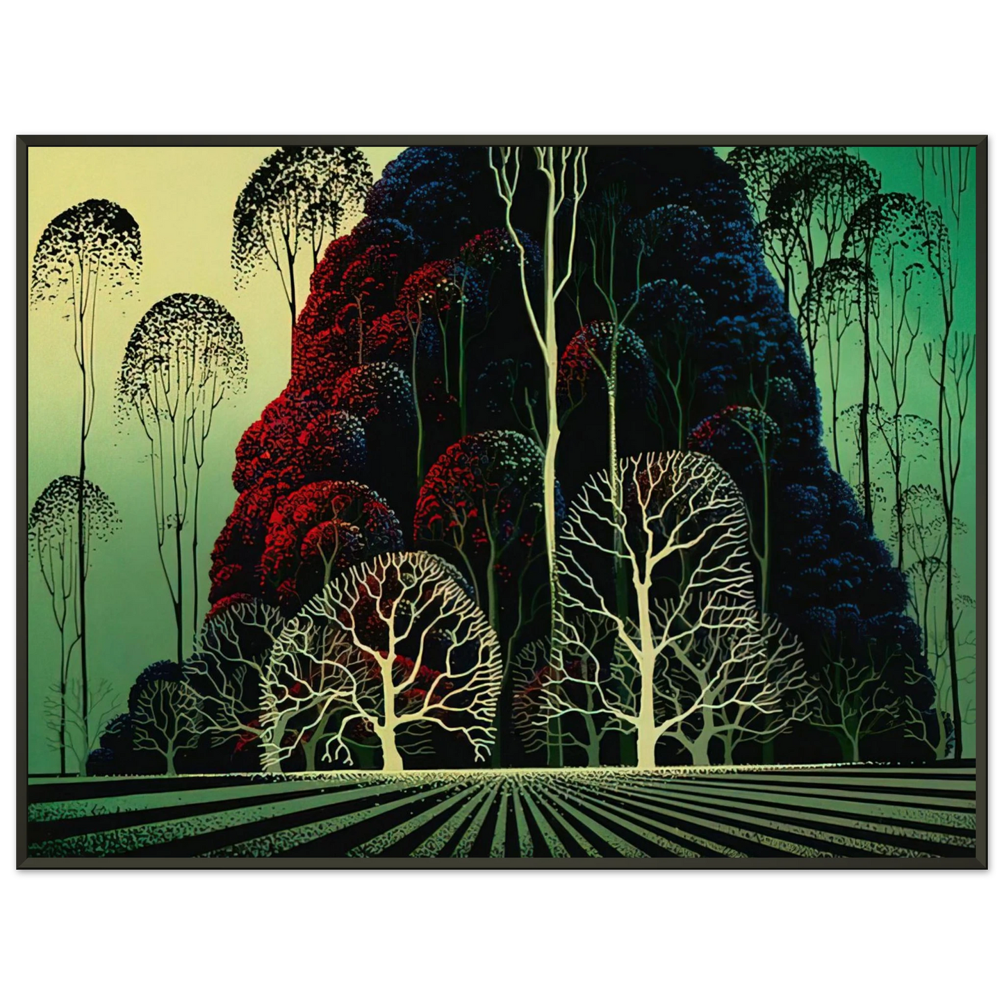 Eyvind Earle  Eucalyptus Forest Framed Art Print  - Aluminum Frame - 40x50 cm / 16x20 inches