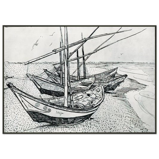 Vincent van Gogh  Fishing boats on the Beach at Les SaintesMariesdelaMer Framed Art Print  - Aluminum Frame - 21x29.7 cm / 8x12"