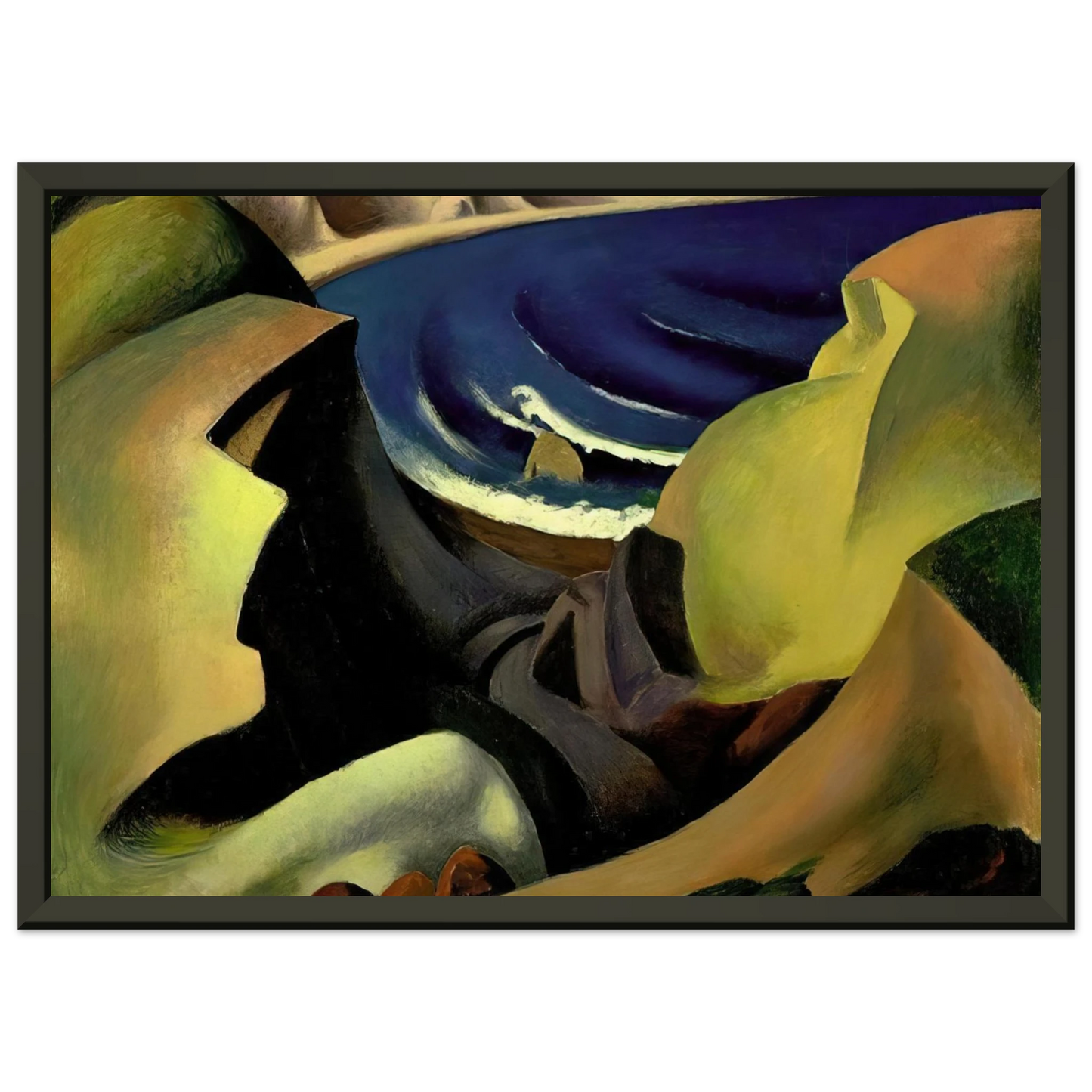 Thomas Hart Benton  THE CLIFFS 1921 Framed Art Print  - Aluminum Frame - 40x50 cm / 16x20 inches