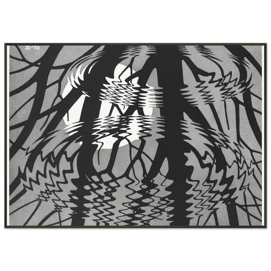 MC Escher  RIPPLED SURFACE Framed Art Print  - Aluminum Frame - 21x29.7 cm / 8x12"