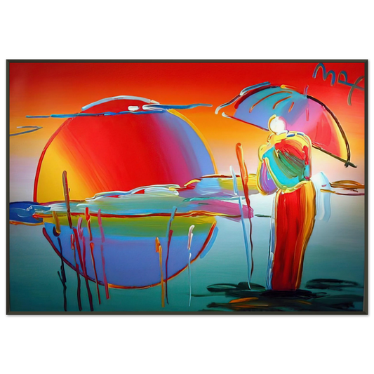 Peter Max  BUDDHA MOON MONK SUNRISE 1999 Framed Art Print  - Aluminum Frame - 21x29.7 cm / 8x12"