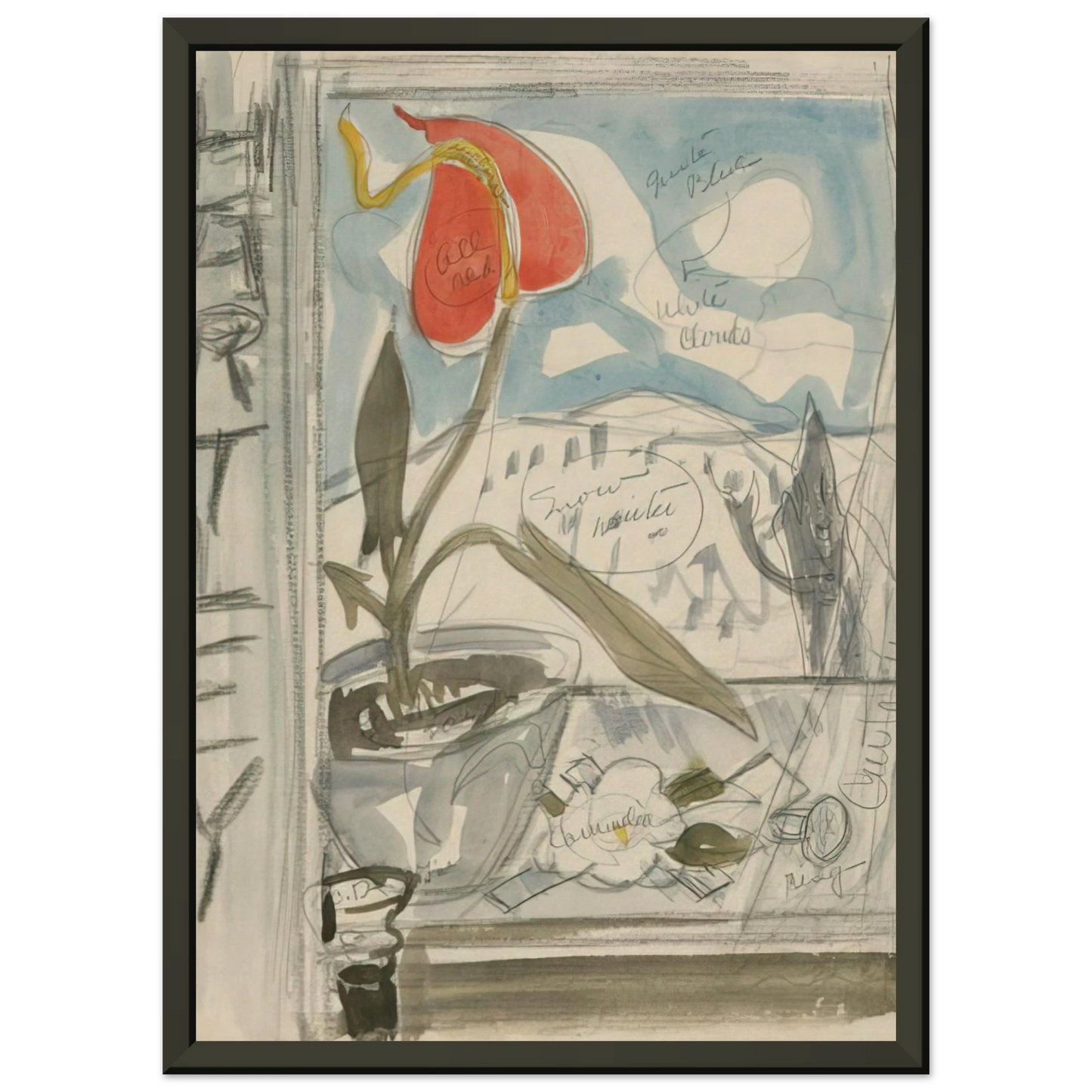 Charles Demuth  Study for Poster Portrait Marsden Hartley  1924 Framed Art Print  - Aluminum Frame - 40x50 cm / 16x20 inches
