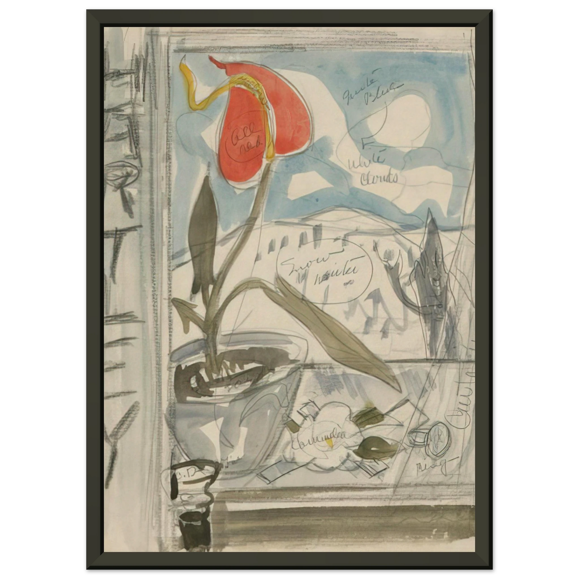 Charles Demuth  Study for Poster Portrait Marsden Hartley  1924 Framed Art Print  - Aluminum Frame - 40x50 cm / 16x20 inches