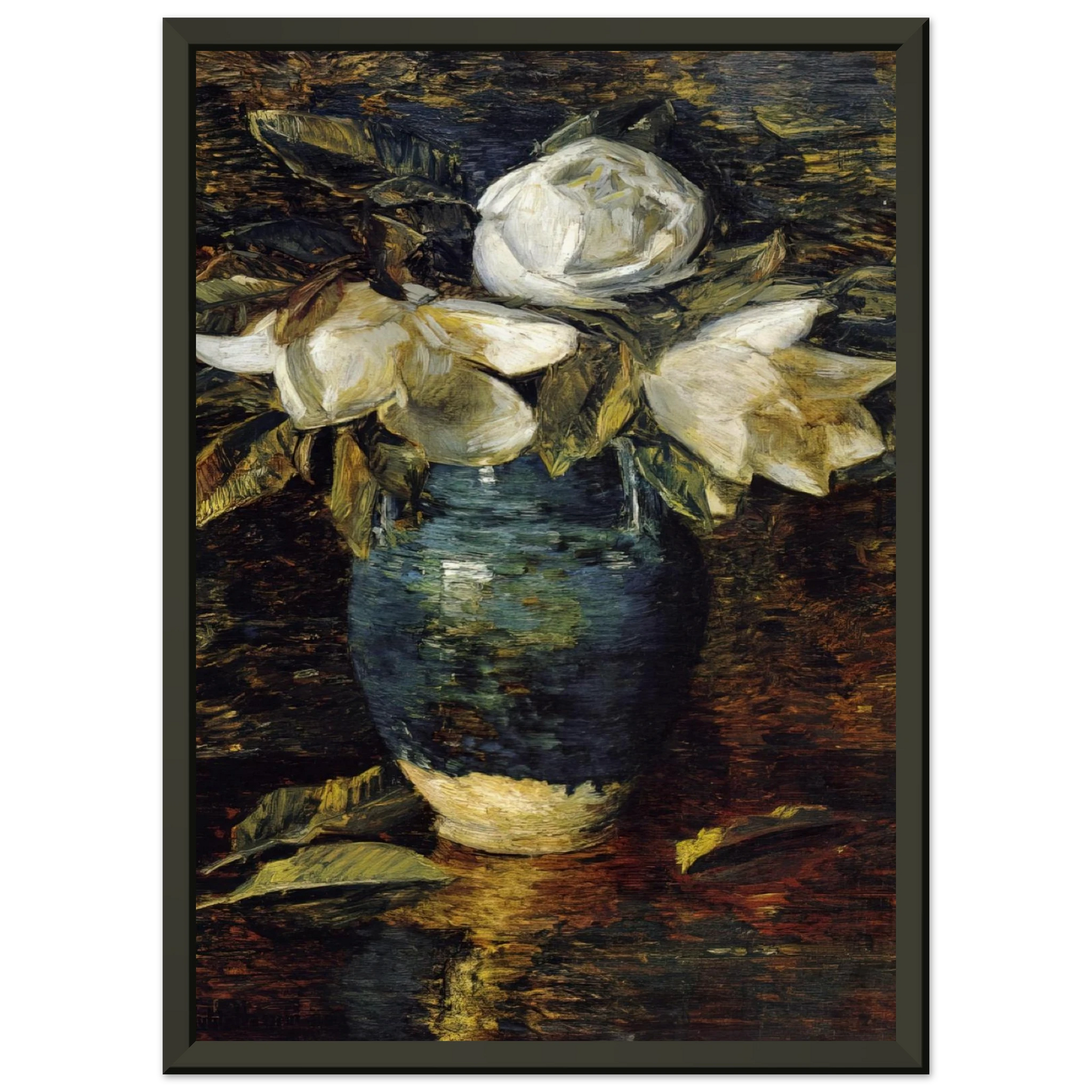 Childe Hassam  Giant Magnolias Framed Art Print  - Aluminum Frame - 40x50 cm / 16x20 inches