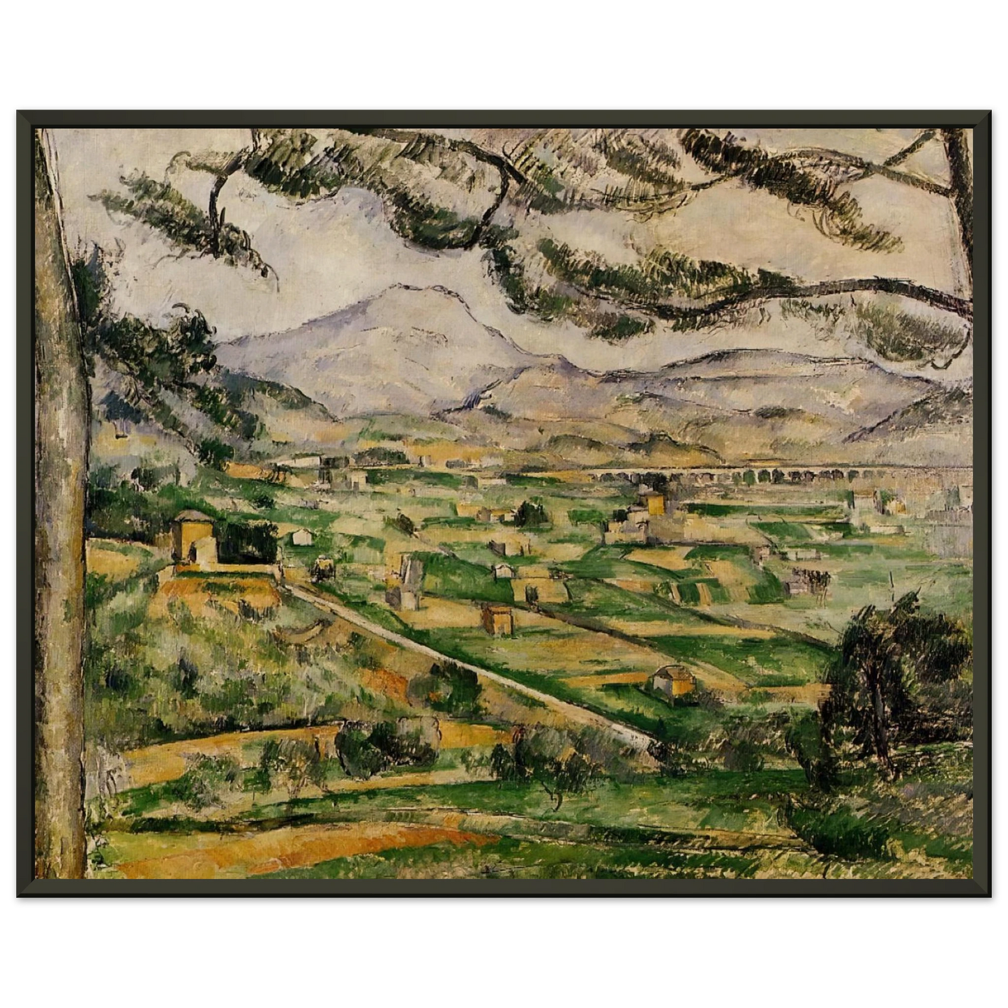 Paul Cezanne  Mont SainteVictoire with Large Pine Framed Art Print  - Aluminum Frame - 70x100 cm / 28x40 inches