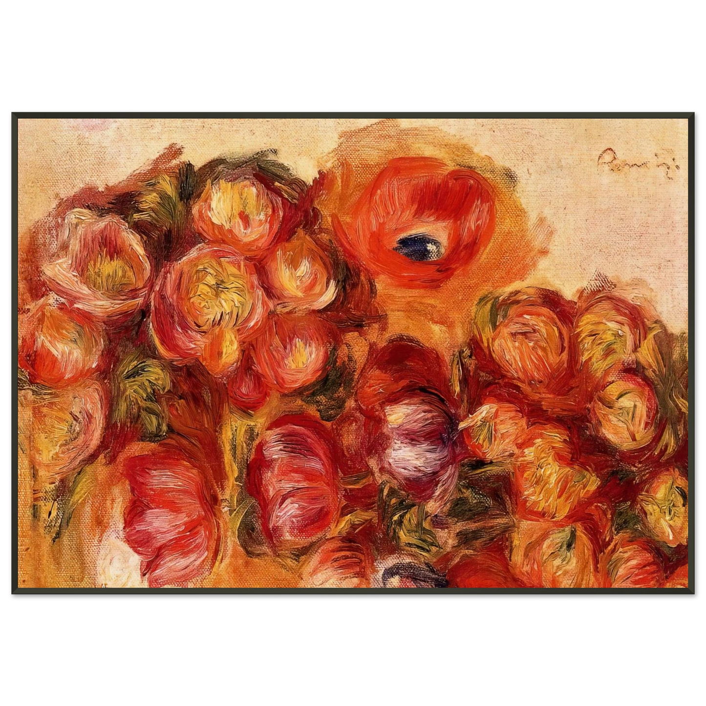 PierreAuguste Renoir  Study of Flowers Anemones and Tulips Framed Art Print  - Aluminum Frame - 21x29.7 cm / 8x12"