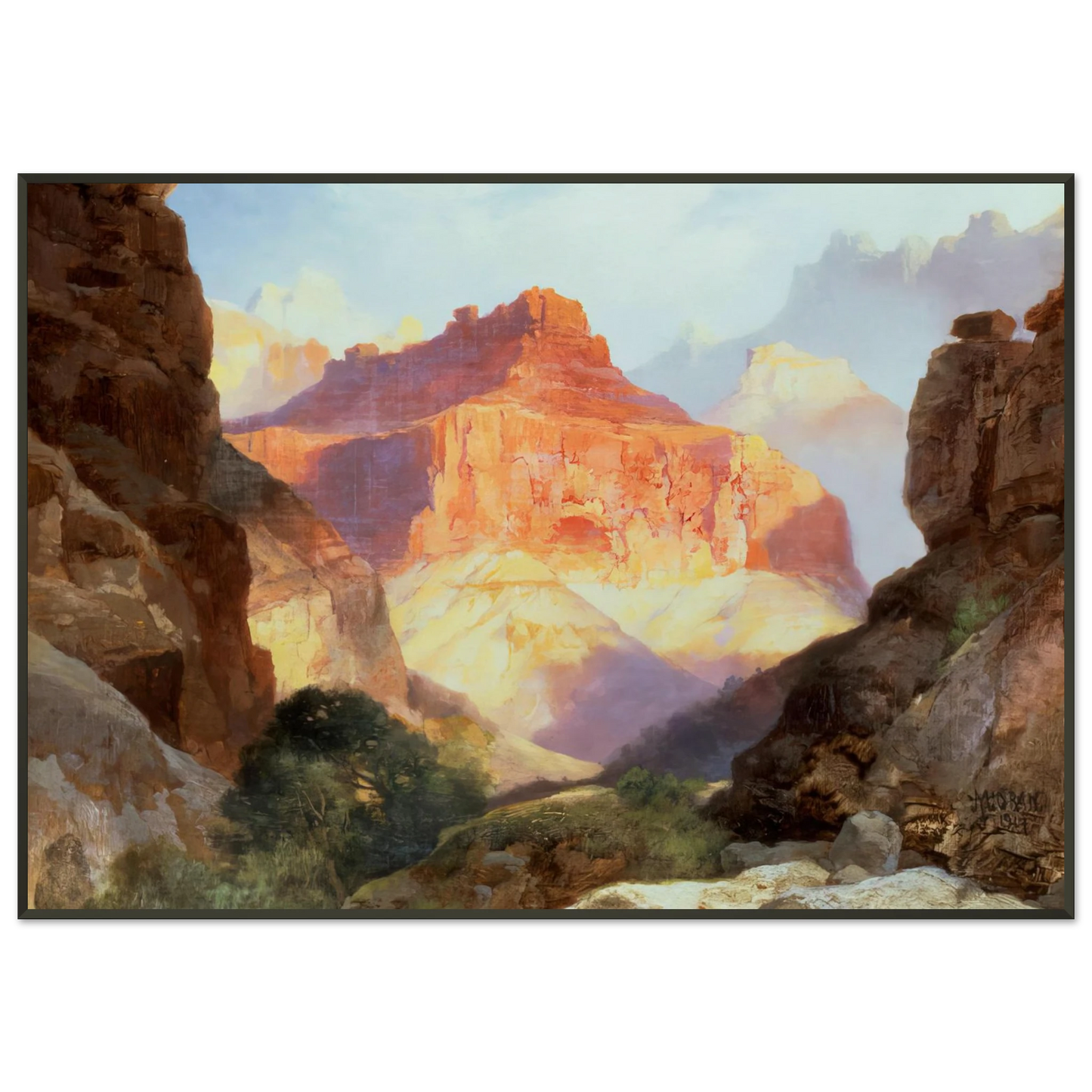 Thomas Moran  Under the Red Wall Framed Art Print  - Aluminum Frame - 21x29.7 cm / 8x12"