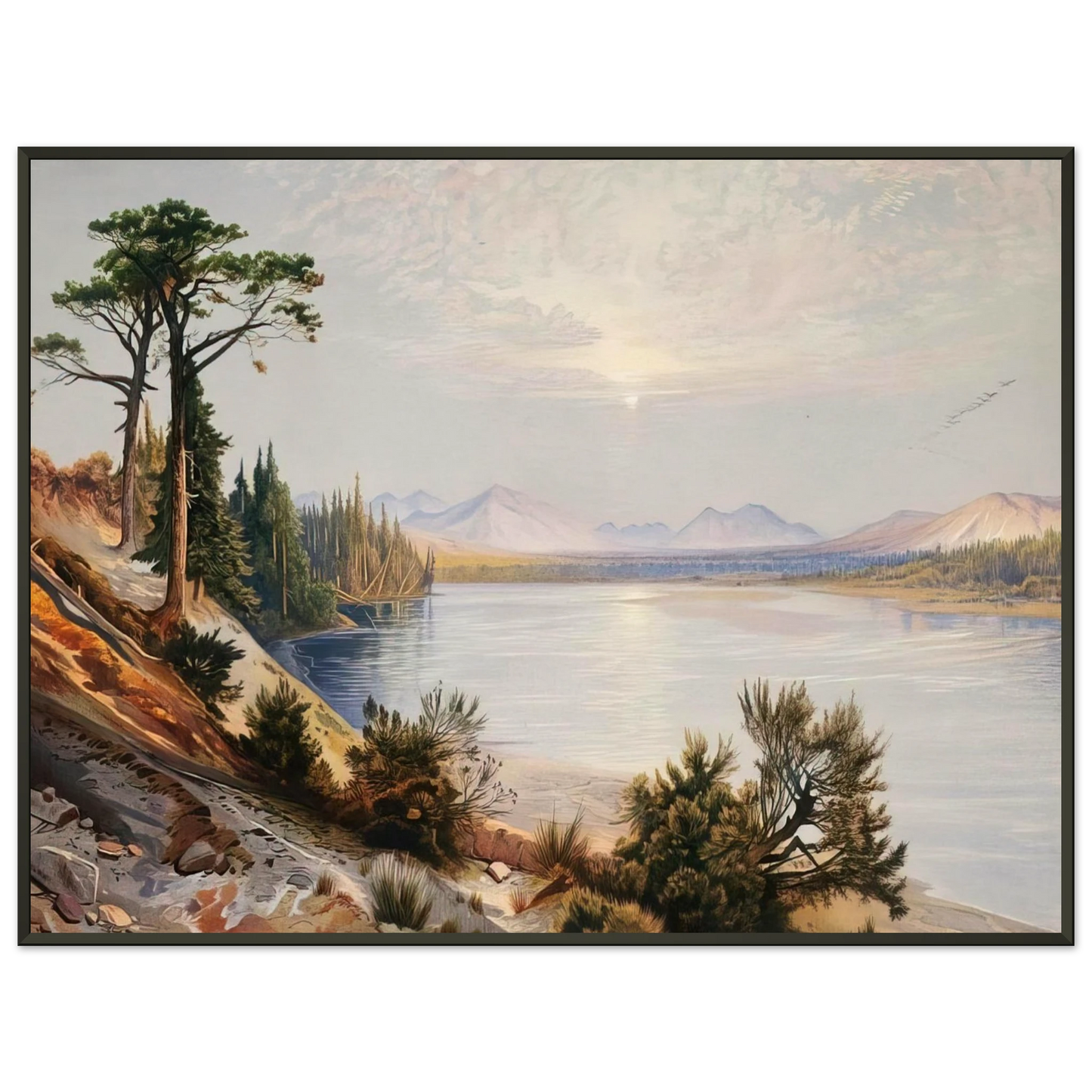 Thomas Moran  Head of Yellowstone River Framed Art Print  - Aluminum Frame - 70x100 cm / 28x40 inches